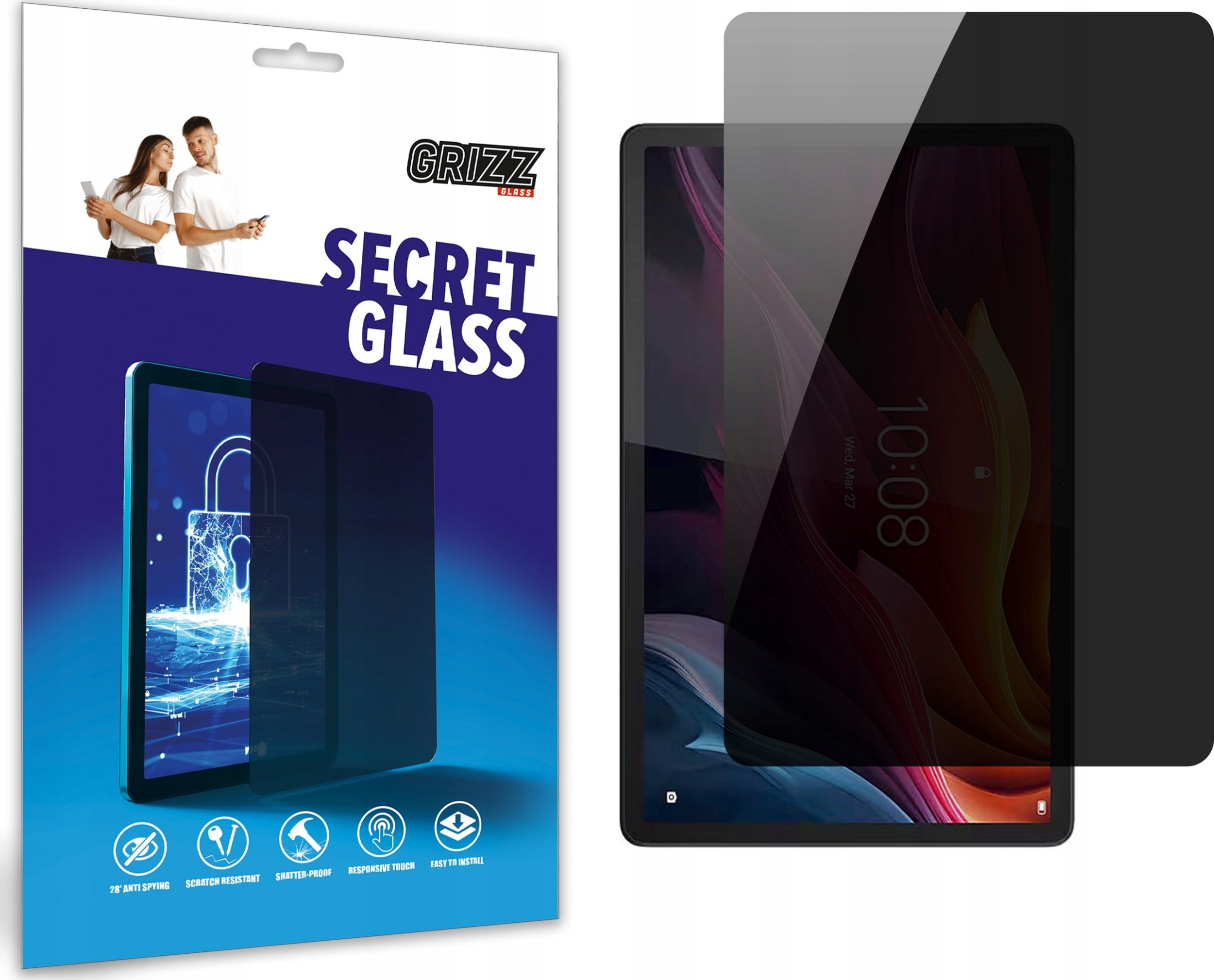 Xham mbrojtës privatësie Grizz SecretGlass për Lenovo Tab K11 Plus, 10.1", transparencë e lartë, i pastër