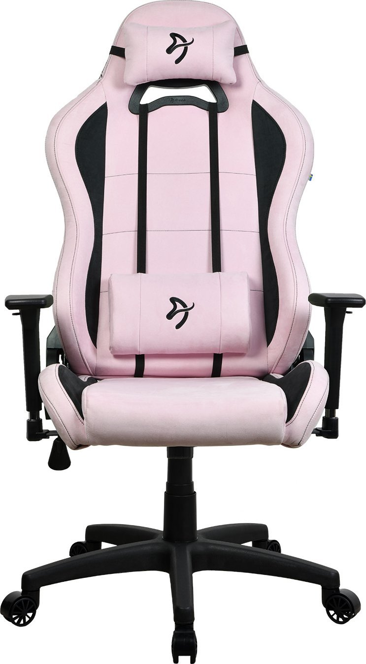 Karrige gaming Arozzi Torretta Super Soft, ergonomike, me jastëkë mbështetës, rozë e zezë