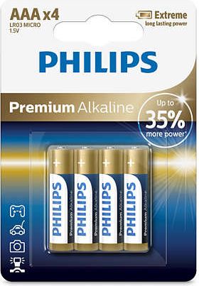 Bateri alkaline Philips Premium Alkaline AAA, set 4 copë
