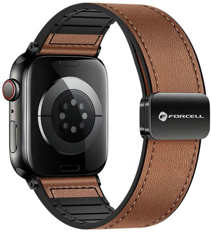 Rrip ore Forcell F-Design FA21 për Apple Watch, 42 44 45 49 mm, magnetik, kafe