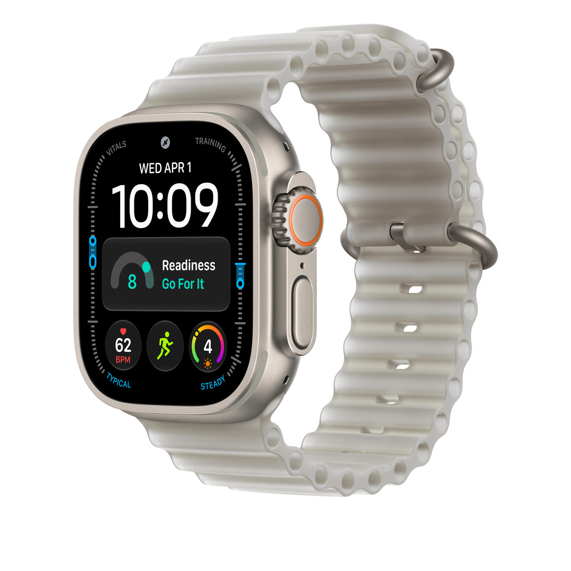 Apple Watch 49mm Translucent Grey Ocean Band, Natural Titanium Finish