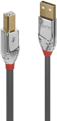 Kabllo Lindy USB-A në USB-B, 5 m, e hirtë