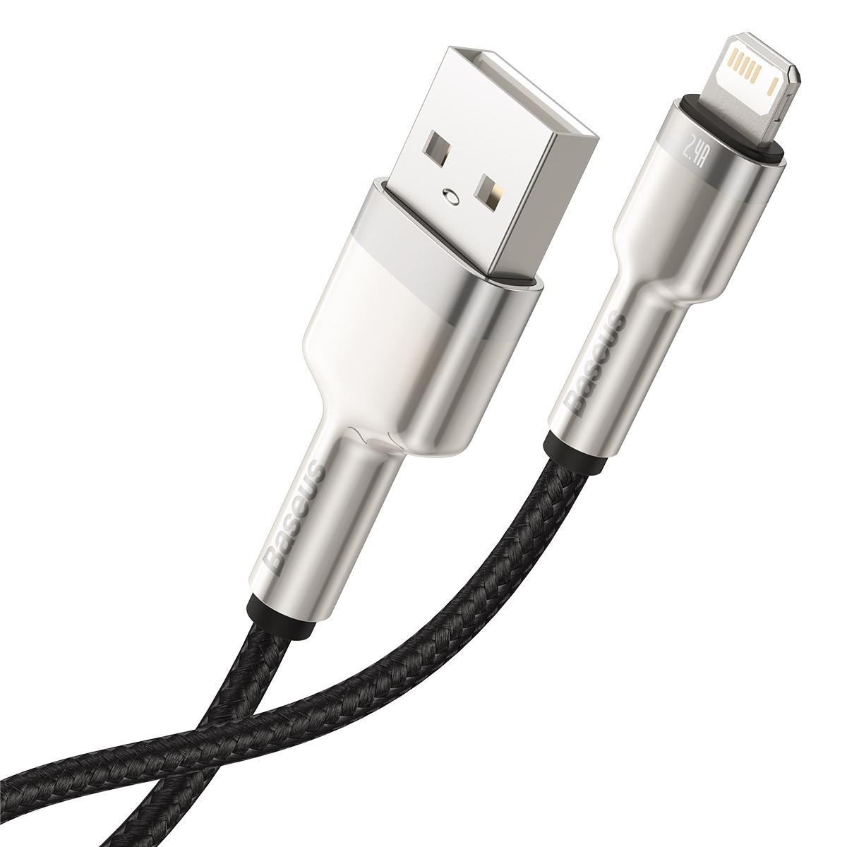 Kabllo USB Lightning Baseus Cafule, 0.25m, 2.4A, i zi