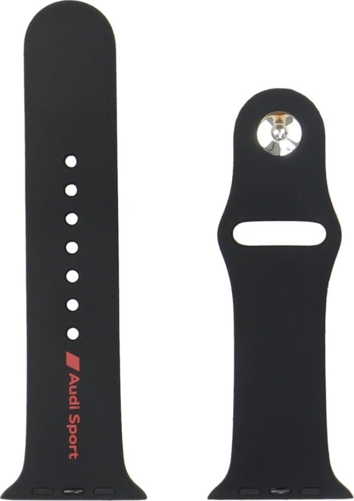 Rrip ore Audi Sport Red Logo, silikoni, për Apple Watch 44 45 46 49mm, i zi