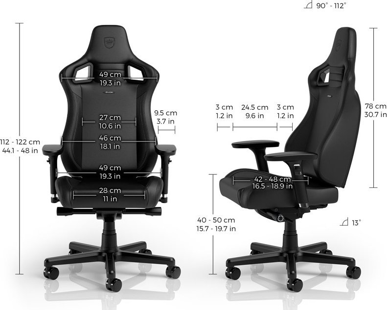 Karrige gaming noblechairs EPIC Compact, mekanizëm sinkron, lëkurë PU, e zezë karbon