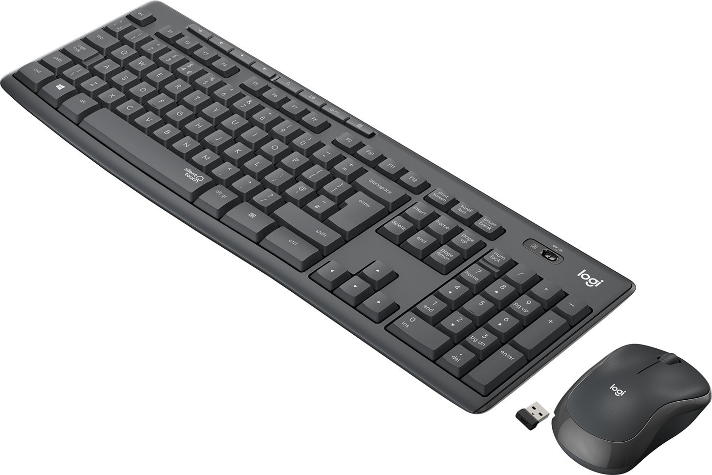 Сет тастатура и глушец Logitech MK295 Silent Wireless, без кабел, тивок, графит