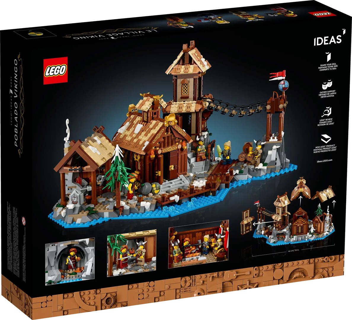 Lodër ndërtimi LEGO Ideas Viking Village 21343, mbi 2000 pjesë, shumëngjyrëshe