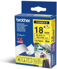 Shirit etiketa Brother P-touch TZEFX-641, 18mm, 8m, tekst i zi në sfond të verdhë