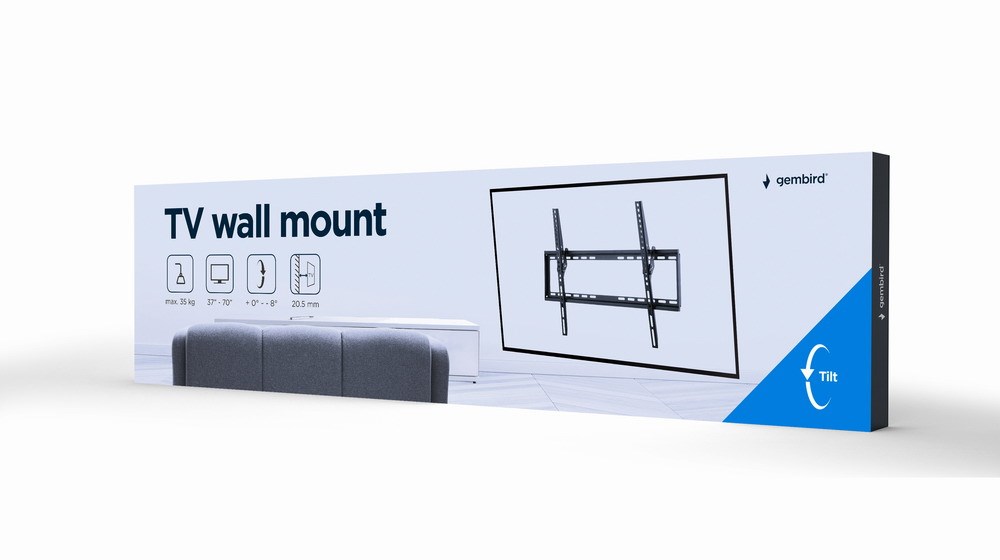 Mbajtëse muri për TV Gembird WM-70T-03, 37-70", 35kg, e zezë