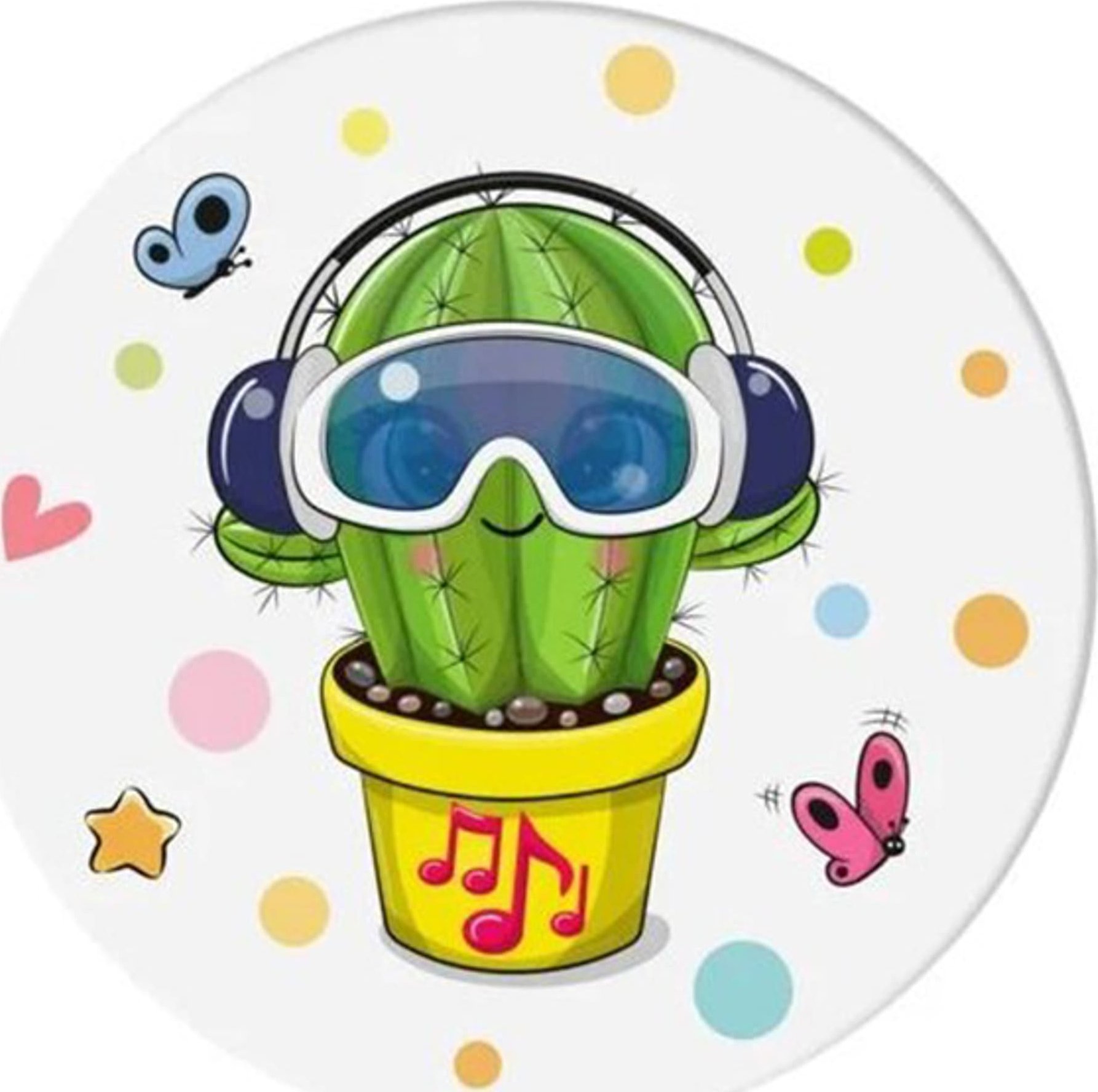 Kapëse telefoni PopSockets Phone Grip 2 Cool Cactus 70114, dizajn kaktus, ngjitje vetëngjitëse, shumëngjyrëshe