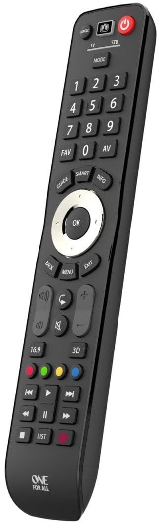 Pilot universal One For All URC7125, për 2 pajisje, për TV dhe tuner, i zi