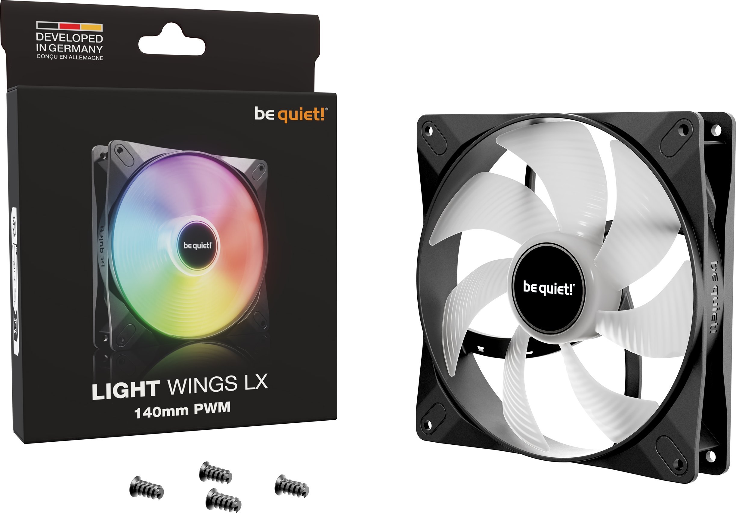 Ventilator kasë Be Quiet! Light Wings LX, 140mm PWM, ARGB, i zi
