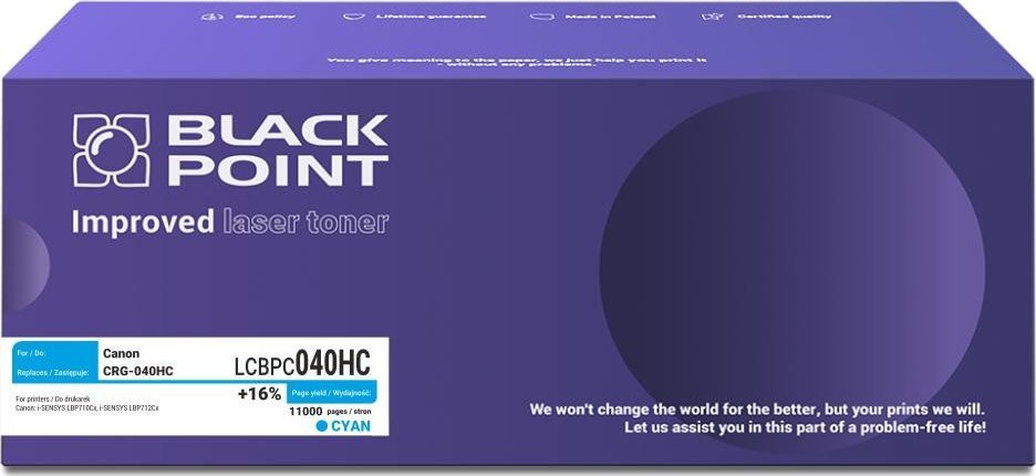 Toner Black Point LCBPC040HC, zëvendësues Canon CRG-040HC, cyan