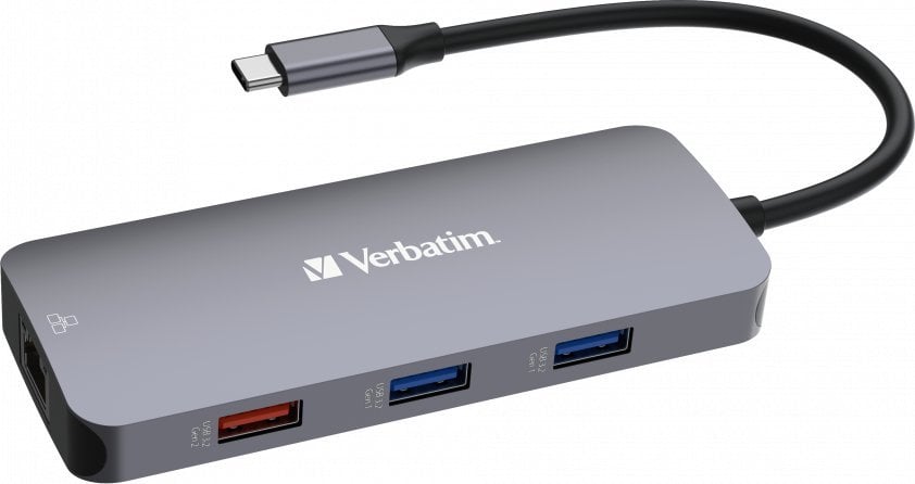 Hub USB C Verbatim CMH-09, 9 porta, 4K, argjendtë