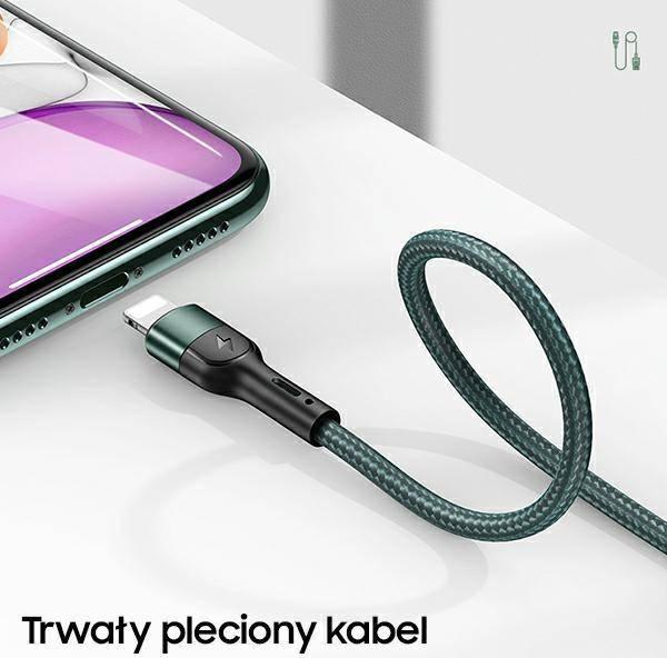 Kabllo USB Usams US-SJ575, USB-A në Lightning, 1 m, jeshile