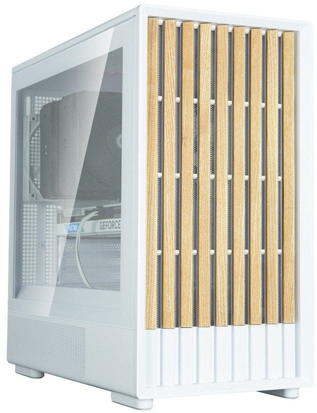 Kuti kompjuterike Zalman P10 Namu, mini tower MATX, panel qelqi i temperuar, e bardhë me dru