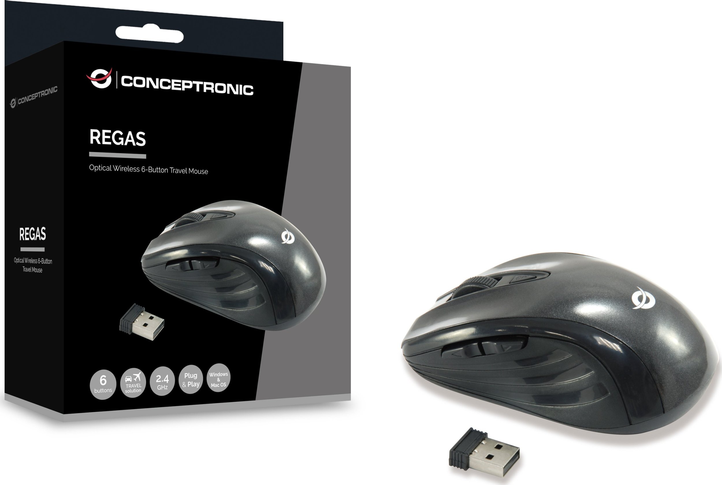 Maus wireless Conceptronic CLLM5BTRVWL, 6 butona, DPI 8001600, i zi