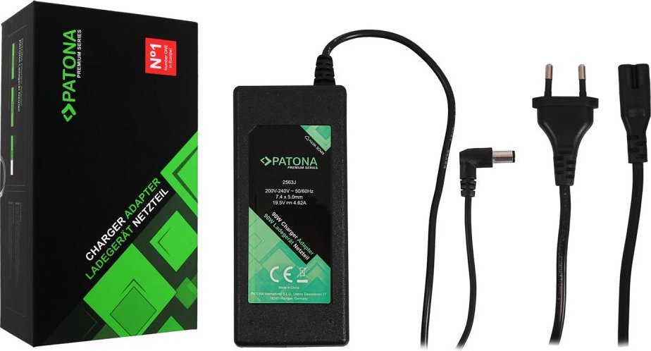 Adapter karikues laptopi PATONA, 19.5V 4.62A 90W, konektor 7.4x5mm me pin, i zi
