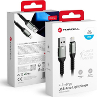Kabllo USB në Lightning Forcell F-ENERGY C257, 3m, 12W, e zezë