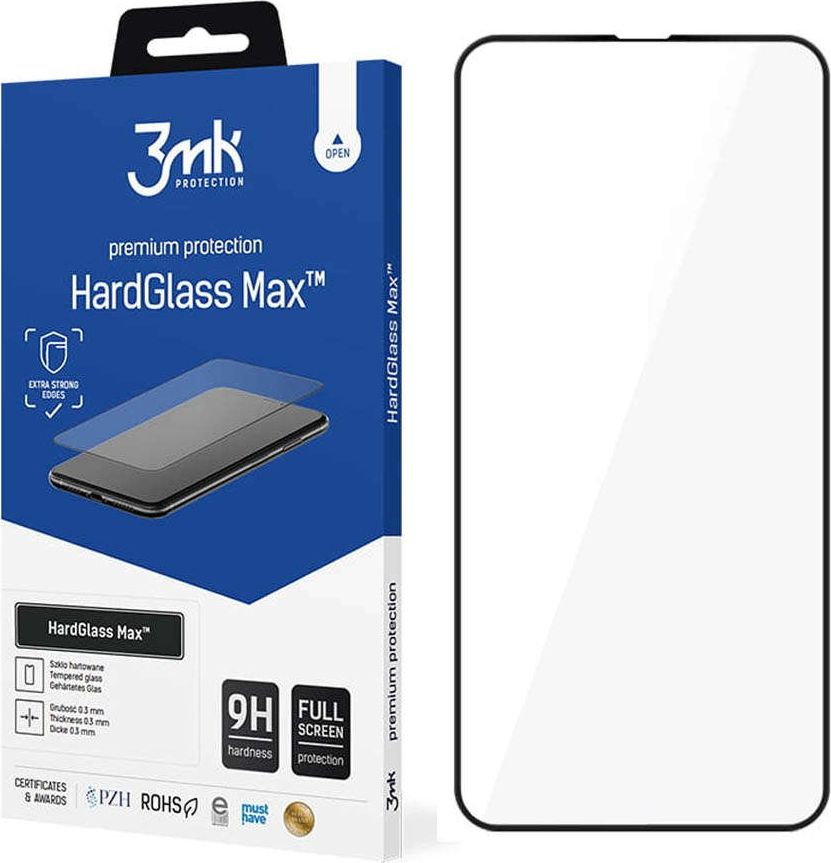 Stiklla mbrojtëse 3MK HardGlass Max Finger Print për iPhone 13 Pro Max, xham i kalitur, skaje të lakuara, e zezë