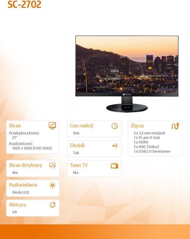 Monitor AG Neovo SC-2702, 27", Full HD, i zi