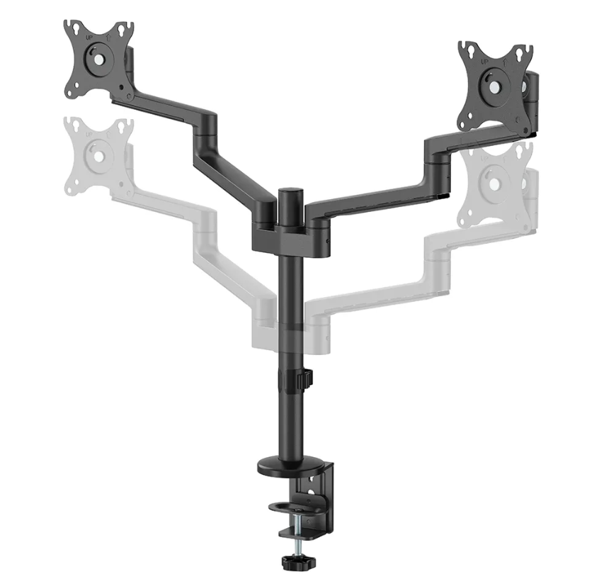 Mbajtëse tavoline për dy monitorë Neomounts DS60-425BL2, 17"-27", rregullim në lartësi, e zezë