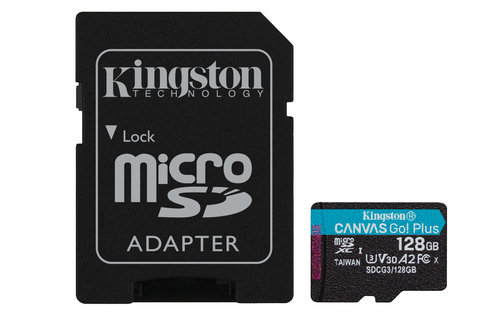 Kartë memorie Kingston Canvas Go Plus MicroSDXC, 128GB, me lexues kartash, e zezë