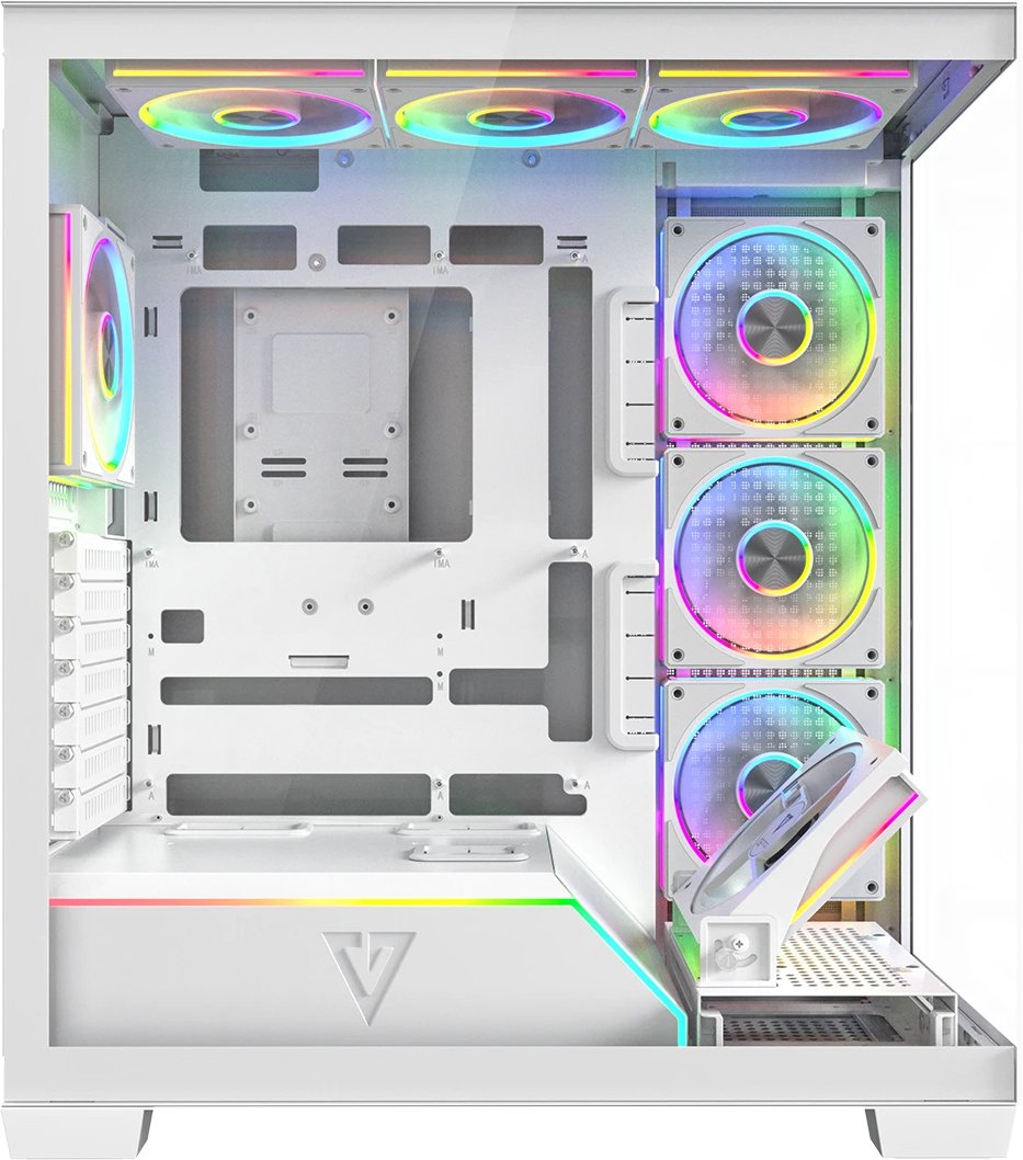 Kuti kompjuteri MODECOM VOLCANO STELLAR PLUS ARGB, Midi Tower, 8 ventilatorë, e bardhë