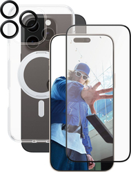 Set mbrojtës CARE by PanzerGlass, 3 në 1, për iPhone 16 Pro Max, xham qeramik, kapak lente, transparent
