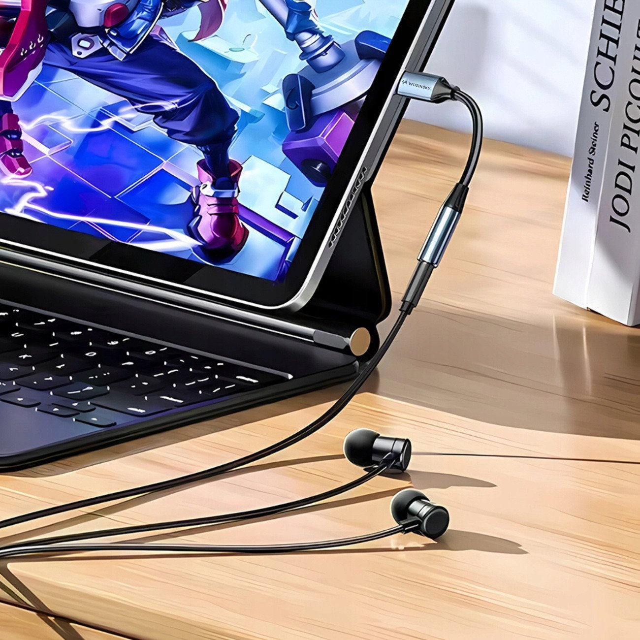 Adapter audio Wozinsky WACM-01, USB-C në 3.5mm, i zi