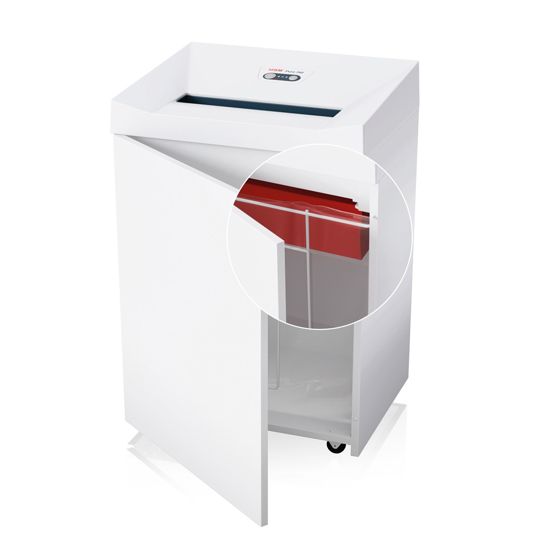 Shredder dokumentesh HSM P-2, kosh 145L, niveli sigurisë DIN 2, i bardhë