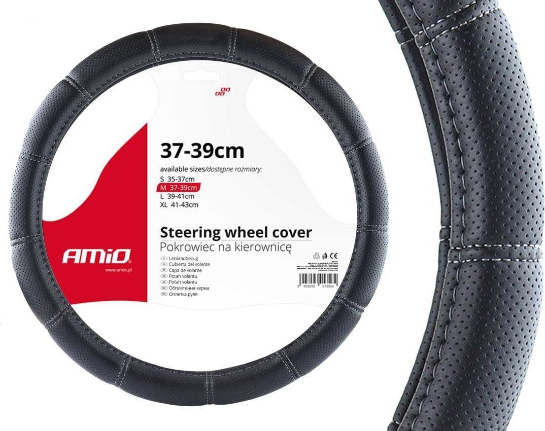 Mbulesë timoni AMiO 02566, lëkurë artificiale, 37-39cm, e zezë