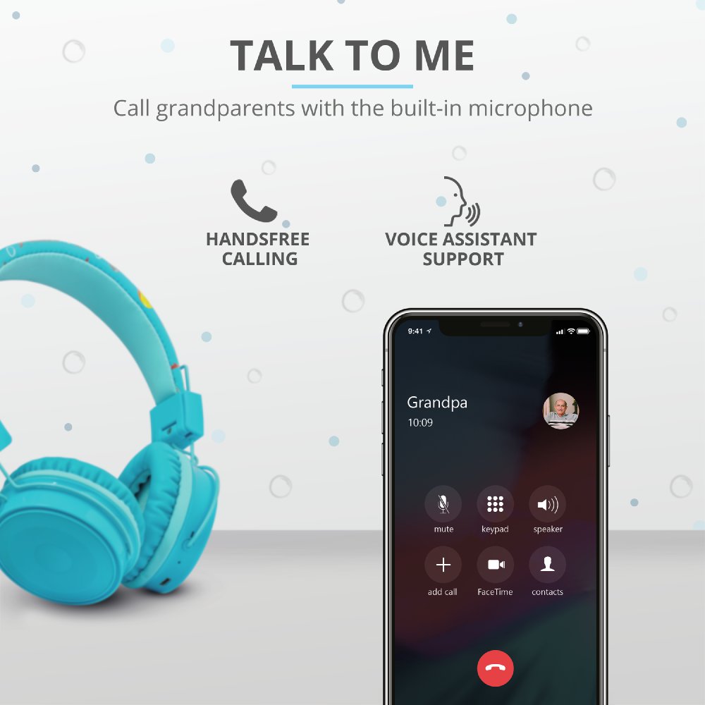 Kufje për fëmijë Trust Comi, Bluetooth, pa tela, të kaltra