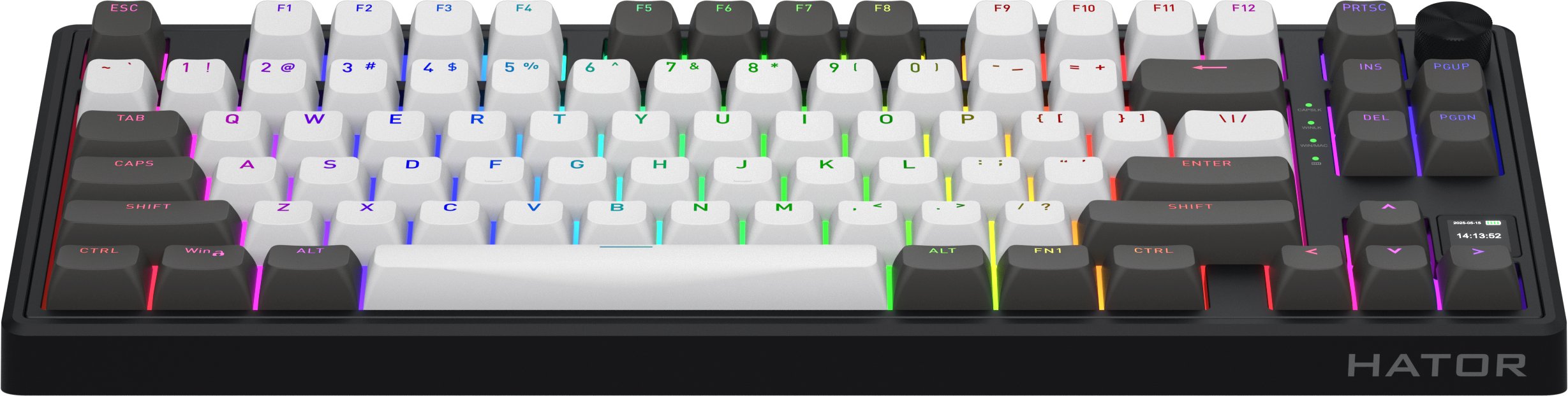 Tastierë gaming Hator HTK4180 Skyfall 80 PRO Wireless, 80%, RGB, layout ENG, e zezë