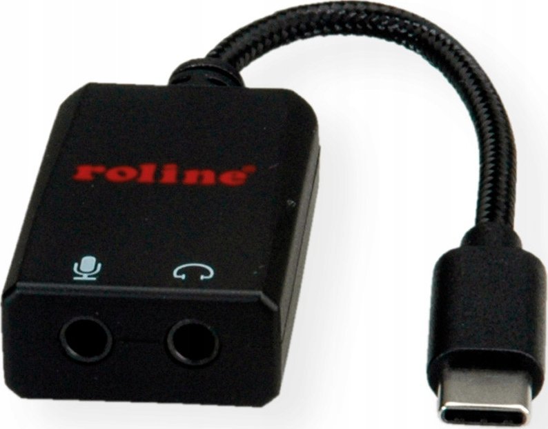 Adapter audio Roline USB Type C në 2x 3.5mm, 0.13m, i bardhë