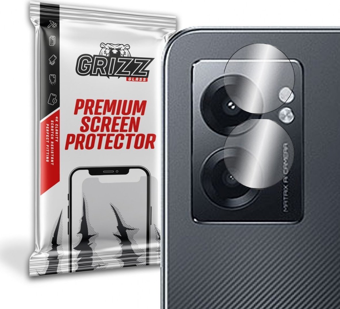 Mbrojtës kamerë GrizzGlass për Realme Narzo 50 5G, xham hibrid, transparent