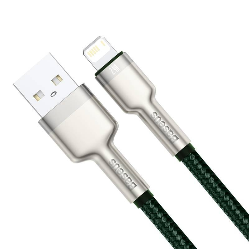 Kabllo karikimi Baseus CAFULE USB A në Lightning, 1 m, 2.4A, jeshile