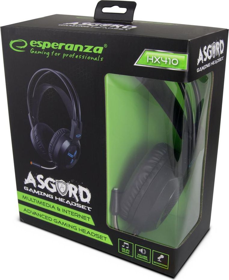 Kufje gaming Esperanza Asgard EGH410, stereo, me mikrofon, të zeza
