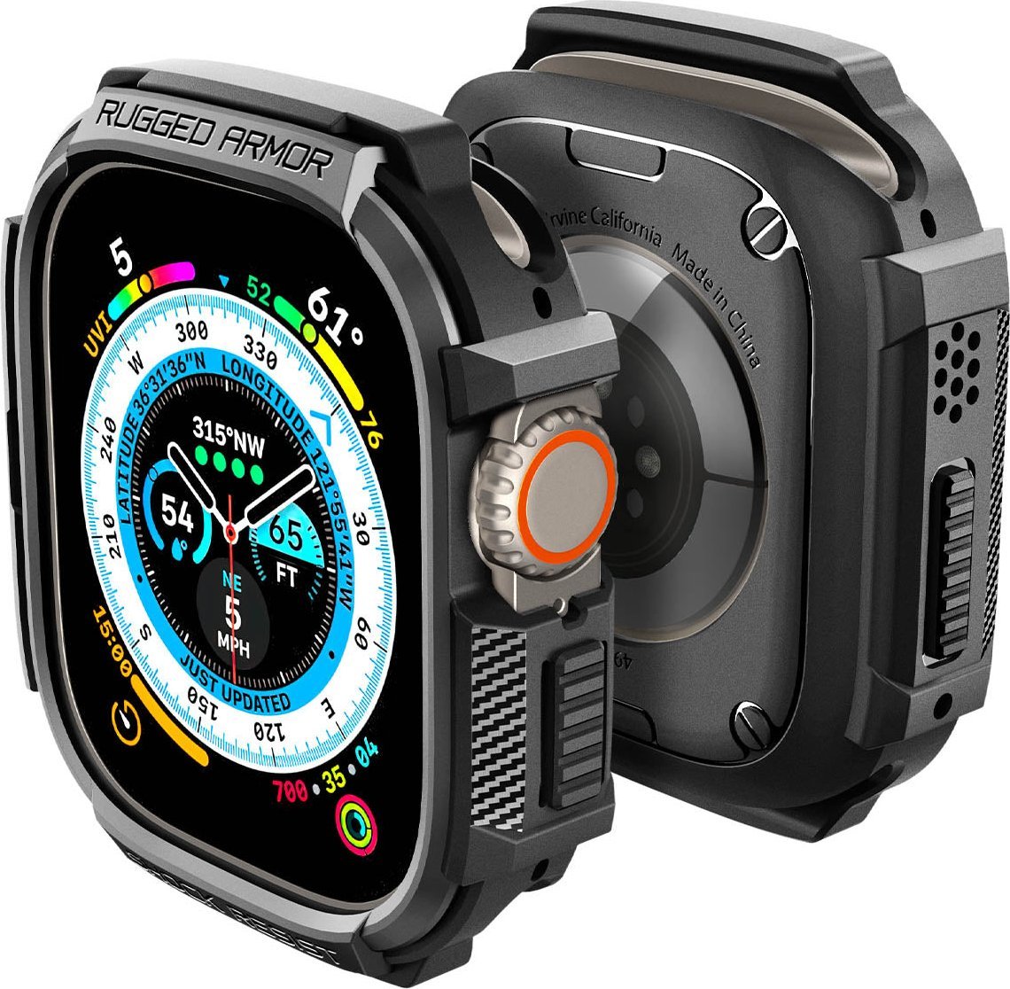 Mbulesë Spigen Rugged Armor për Apple Watch Ultra 49mm, mbrojtëse, e zezë mat