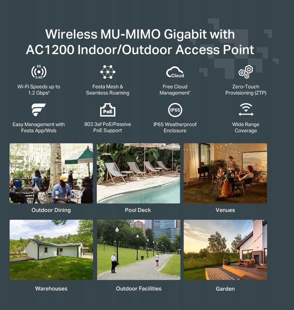 Access point i jashtëm Festa F52 Outdoor, Wi-Fi dual band, 1317 Mbit/s, i bardhë