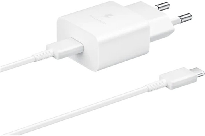 Karikues Samsung USB-C, 15W, i bardhë + kabllo USB-C, 1m