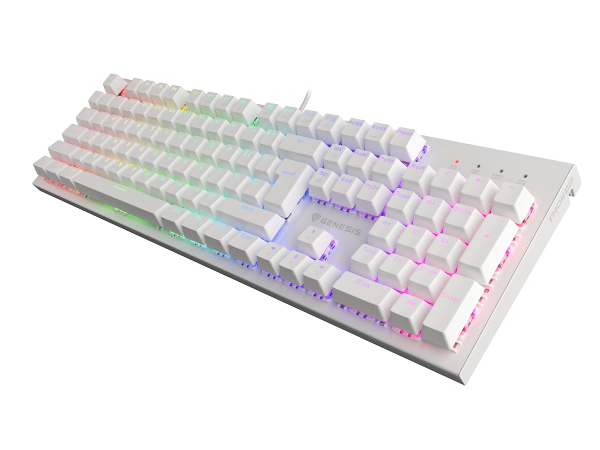 Tastierë mekanike Genesis THOR 303, US layout, RGB, Outemu Brown, e bardhë