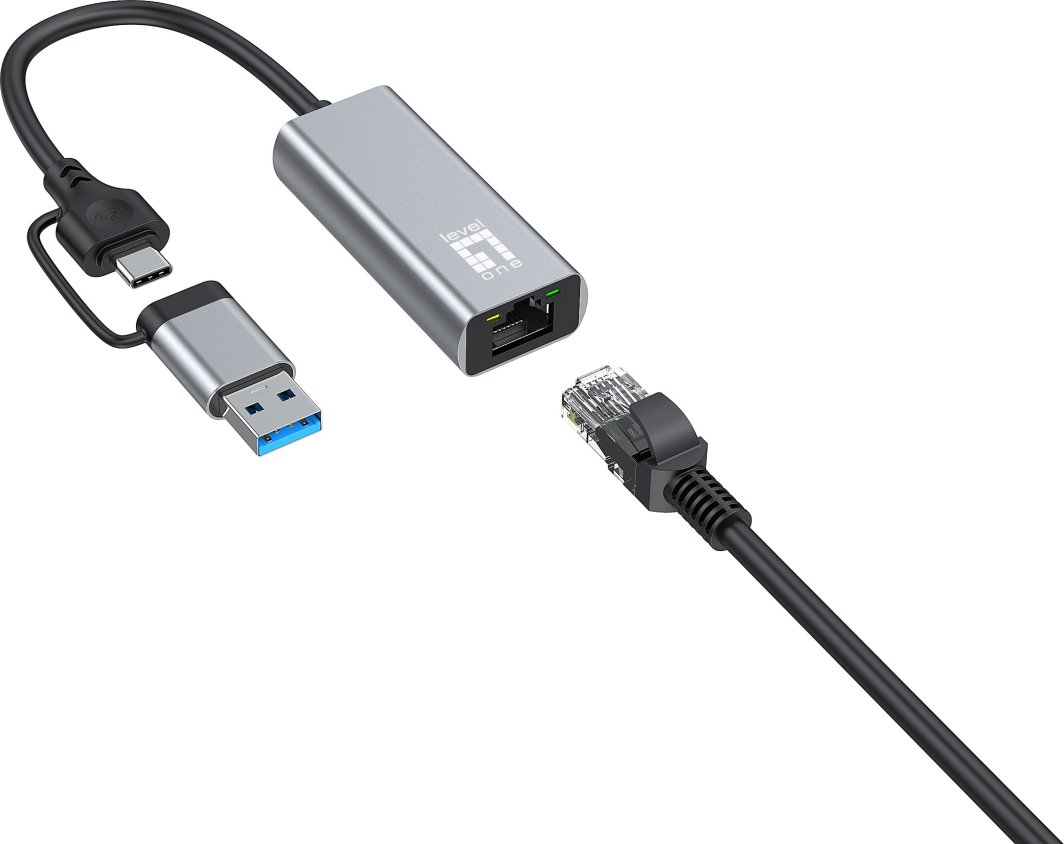 Adaptor rrjeti LevelOne USB-0423, 2.5 Gigabit Ethernet, USB-C dhe USB-A