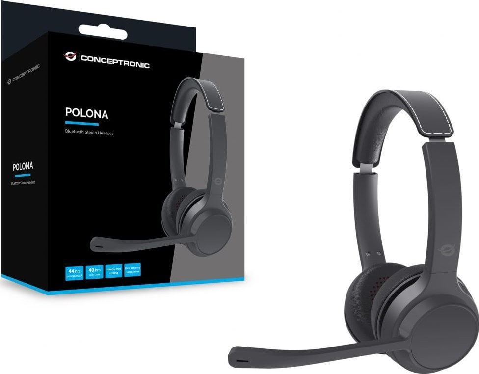 Kufje Conceptronic POLONA04B, Bluetooth, me kabllo, të zeza