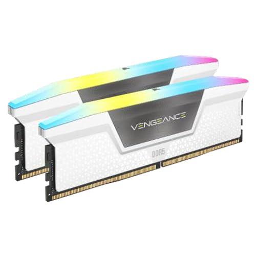 RAM CORSAIR VENGEANCE RGB, 32GB DDR5, 6000MHz, e bardhë