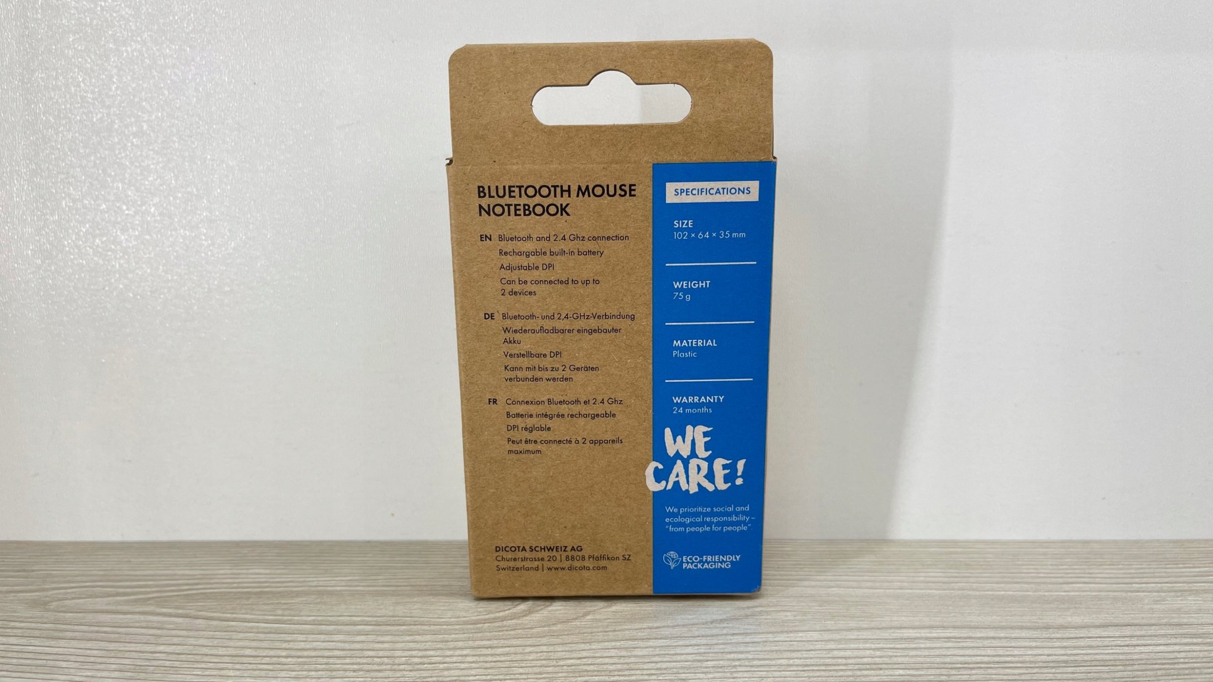 Maush pa tela DICOTA D32044, RF Wireless dhe Bluetooth, 1600 DPI, gri