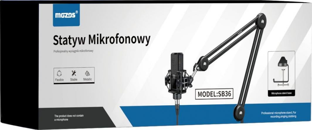 Mbajtëse mikrofoni për zyre Mozos SB36, e zezë