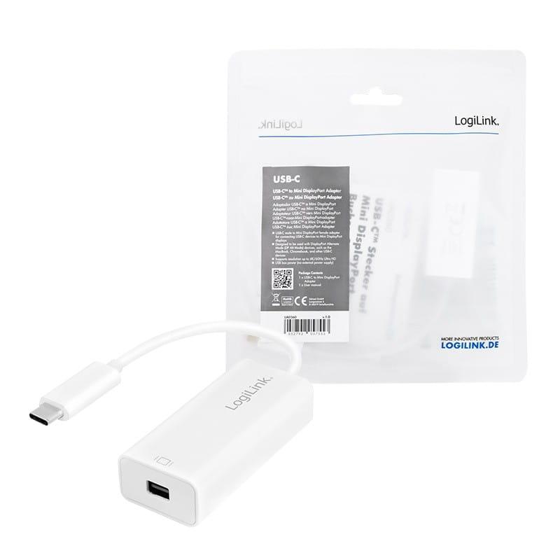 Përshtatës LogiLink UA0360 USB-C - DisplayPort Mini, i bardhë