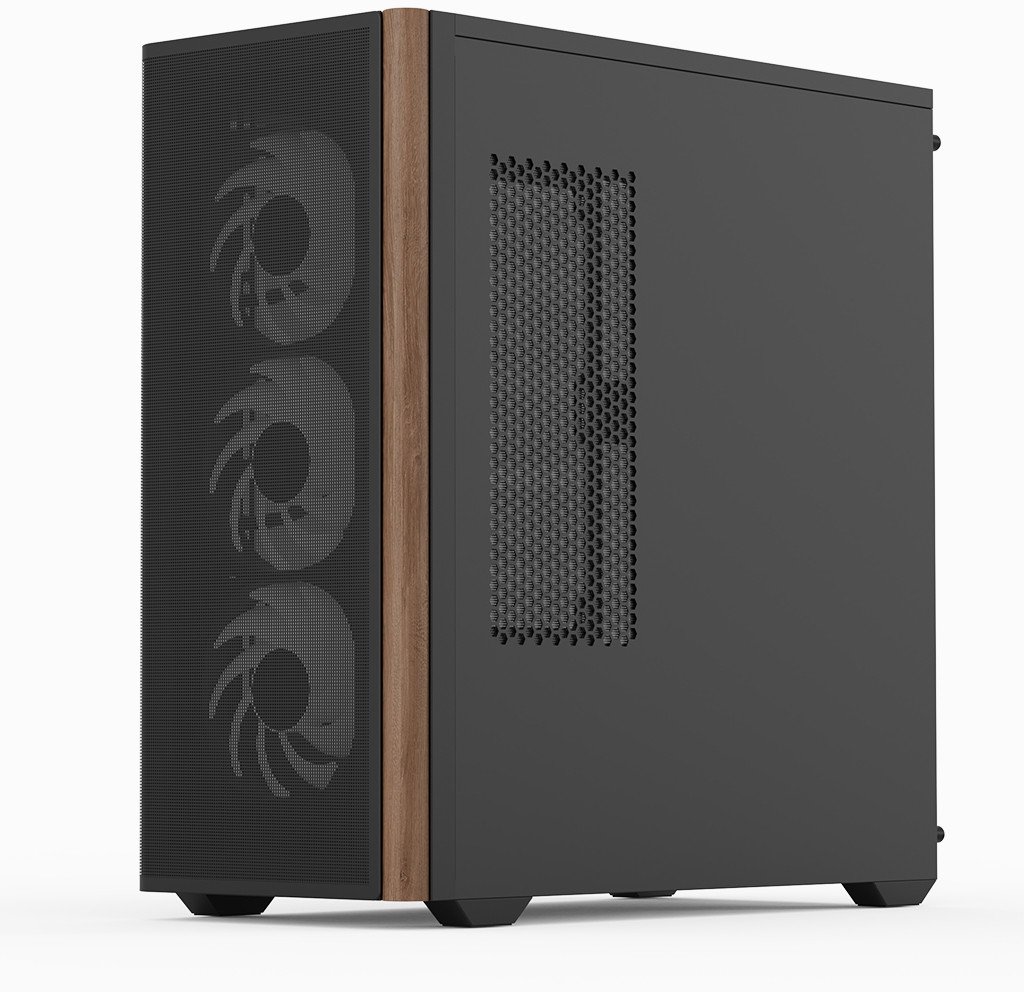 Kasa kompjuteri AeroCool D501A G BK V2, MIDI ATX, panel dekorativ dru, e zezë