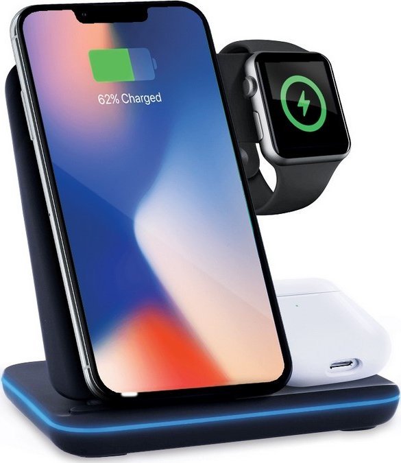 Stacion karikimi QC për iPhone 12 13 14 dhe Apple Watch, 15W, i zi